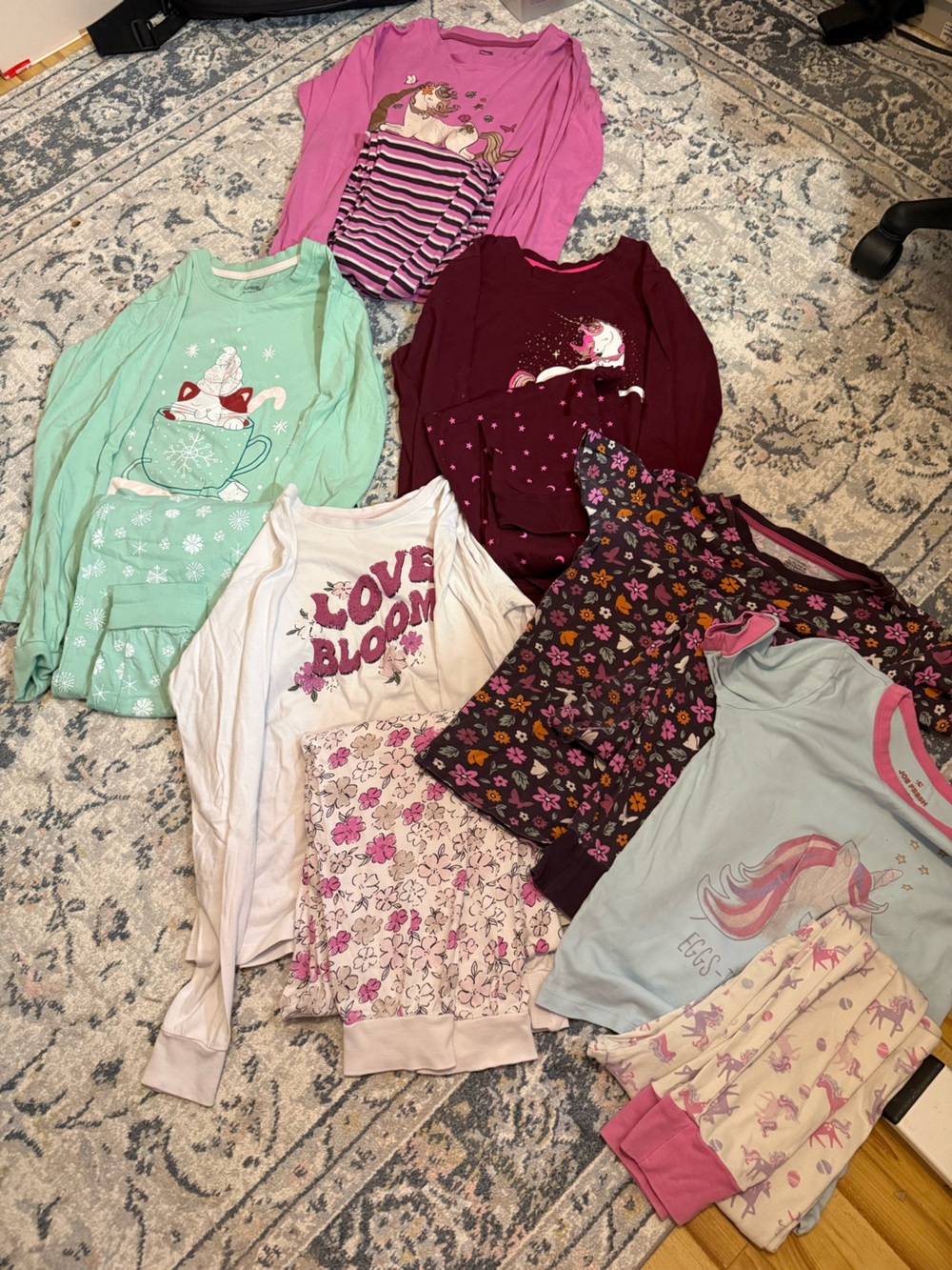 XL Girls Pajama Sets Lot - Pink, Mint, Burgundy, White, Purple